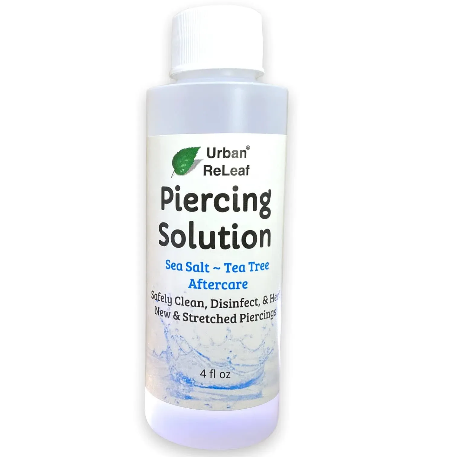 SET Urban ReLeaf Piercing Solution & Piercing Care ! Healing Sea Salts & Tea Tree AFTERCARE Safely Clean, Soothe & Heal New & Stretched Piercings. Gentle Natural Soothing Works Fast, Non-Iodized