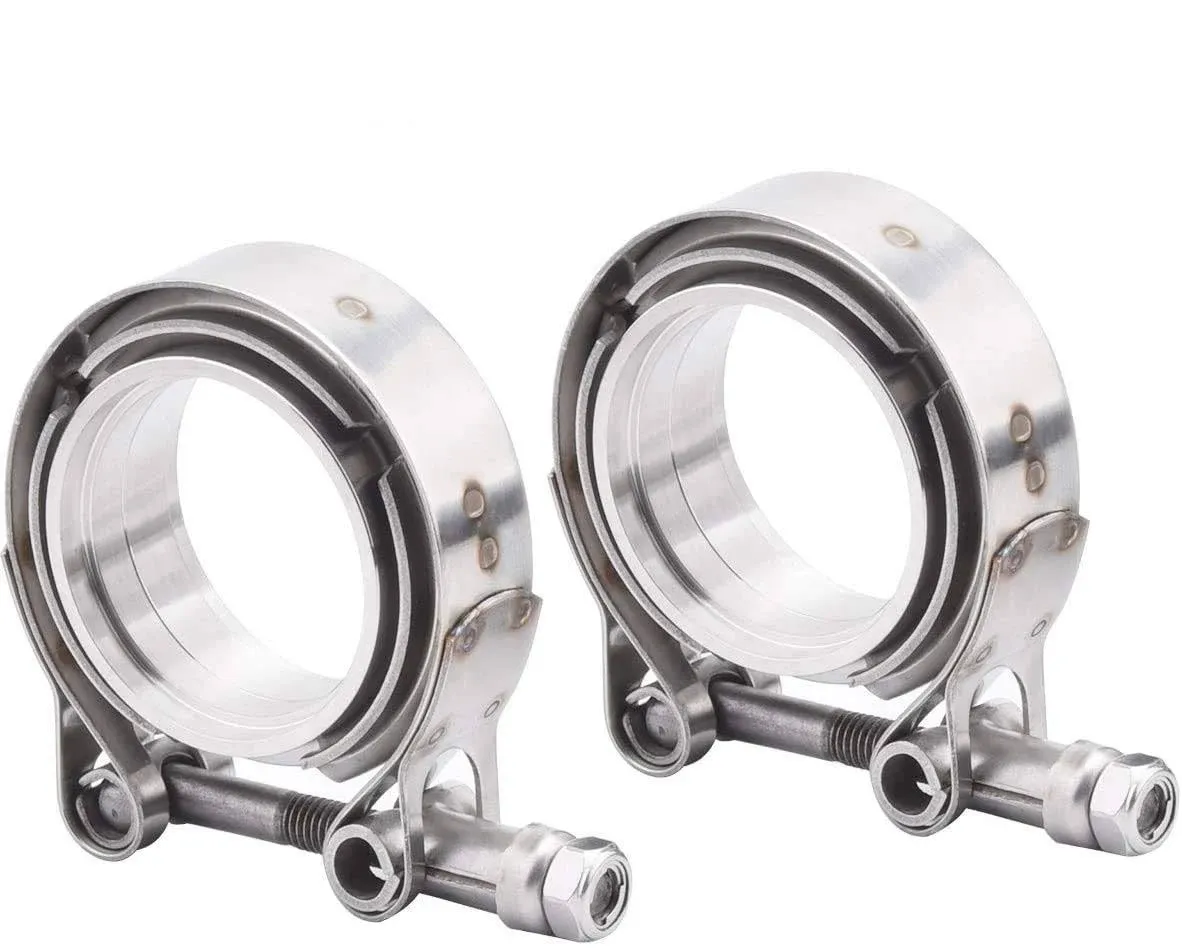 SYKRSS 2.5" Universal Stainless Steel V Band Clamp Flat Flange Kit Assembly (2.5inch, 2pcs)