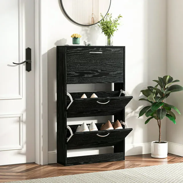 Hommoo 3-Flip Drawers Shoe Cabinet