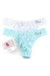 Shop Hanky Panky Bride & Mrs. Original Rise Thong Gift Set In Celestial Blue,white