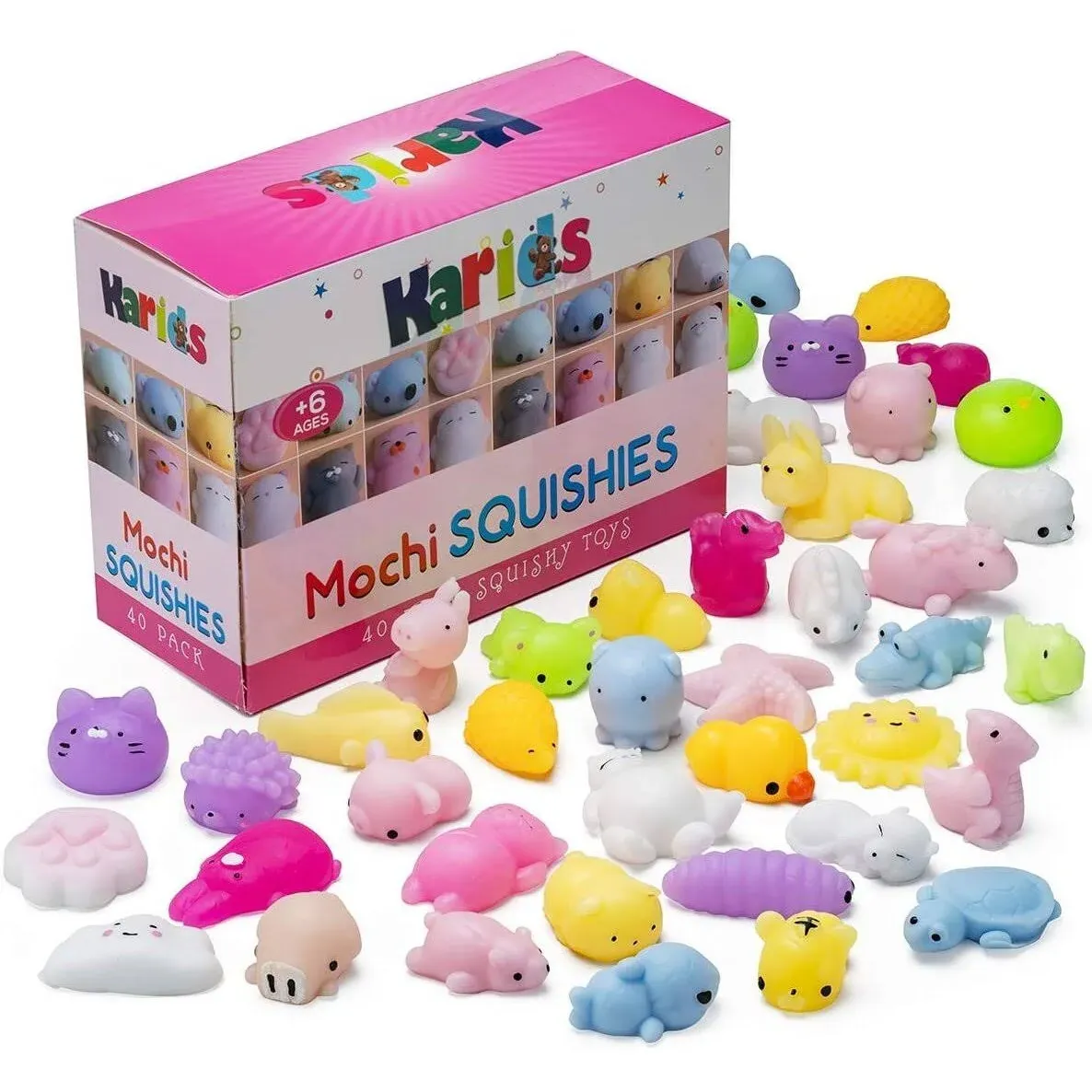 OCATO 45Pcs Mochi Squishys Toys Mini Squishies 2nd Generation Glitter Animal Squishies Party Favors for Kids Adults Stress Relief Toy Treasure Box Prize Classroom Valentine Prizes Easter Egg Fillers