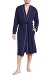 William Lightweight Jersey Knit Robe In True Navy Ivory