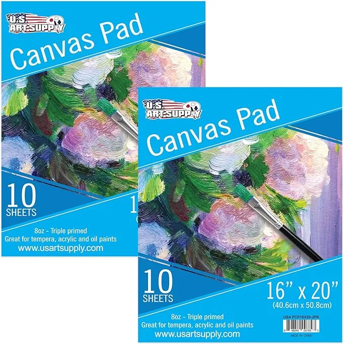 9&#034; x 12&#034; 10-Sheet 8-Ounce Triple Primed Acid-Free Canvas Paper Pad (2 Pads)