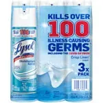 LYSOL Disinfectant Spray - `To Go` - Crisp Linen, 1.5 Oz (Pack of 6) - With 1ct Auto In-The-Bowl Toilet Cleaner, Atlantic Fresh