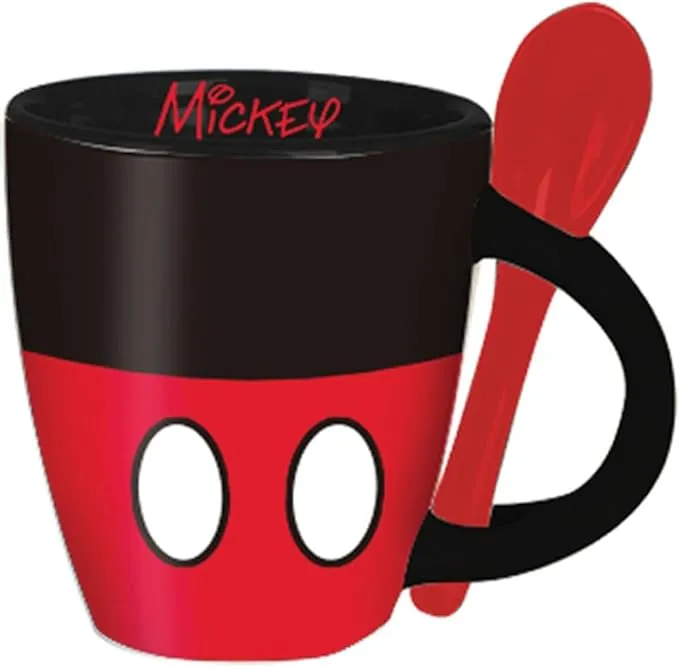 Classic Mickey Mouse Espresso Cup With Spoon Black Red