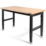 WORKPRO Adjustable Workbench Rubber Wood Top Heavy-Duty Workstation