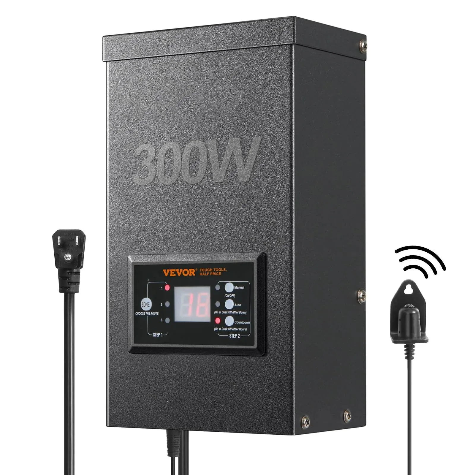 VEVOR 300W Low Voltage Landscape Transformer with Timer and Photocell Sensor, W