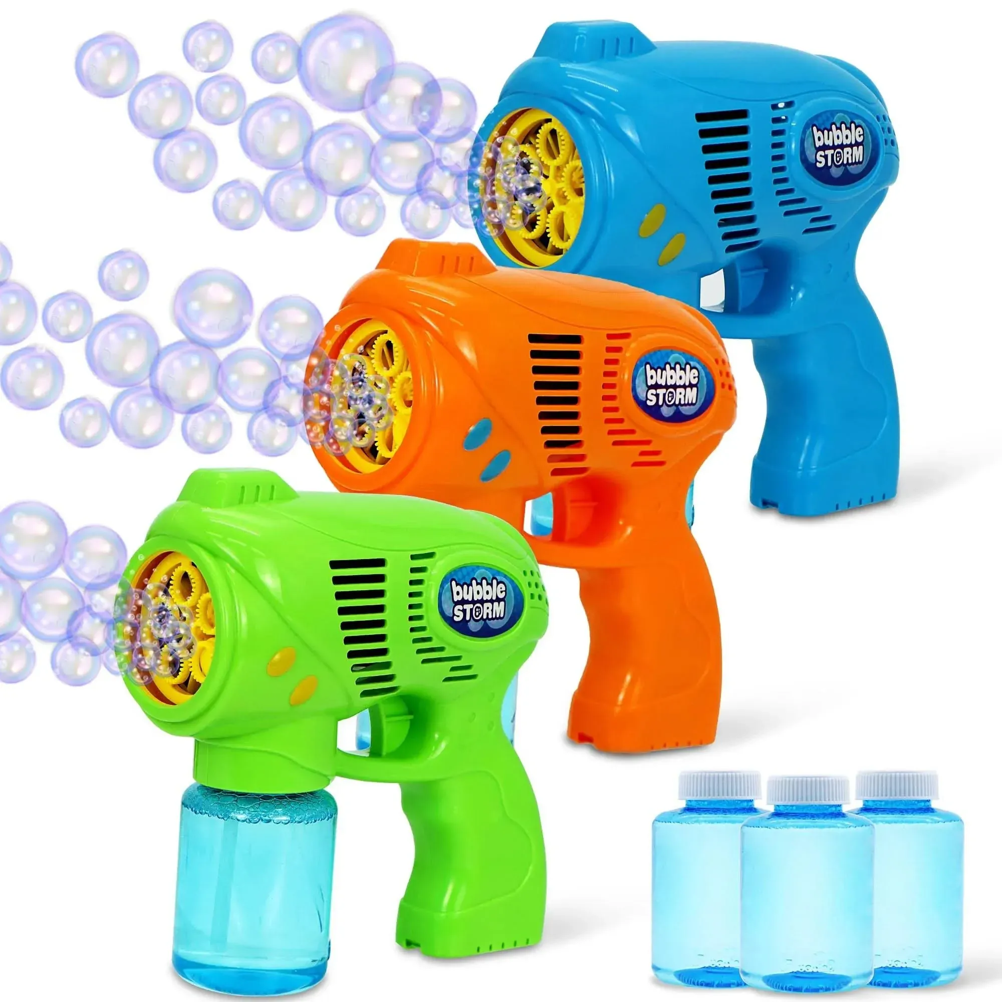 JOYIN 3 Bubble Guns Kit with 3 Bubble Solutions for Kids, Bubble Blaster for Summer Toy, Party Favors, Birthday, Outdoor & Indoor Activity, Birthday