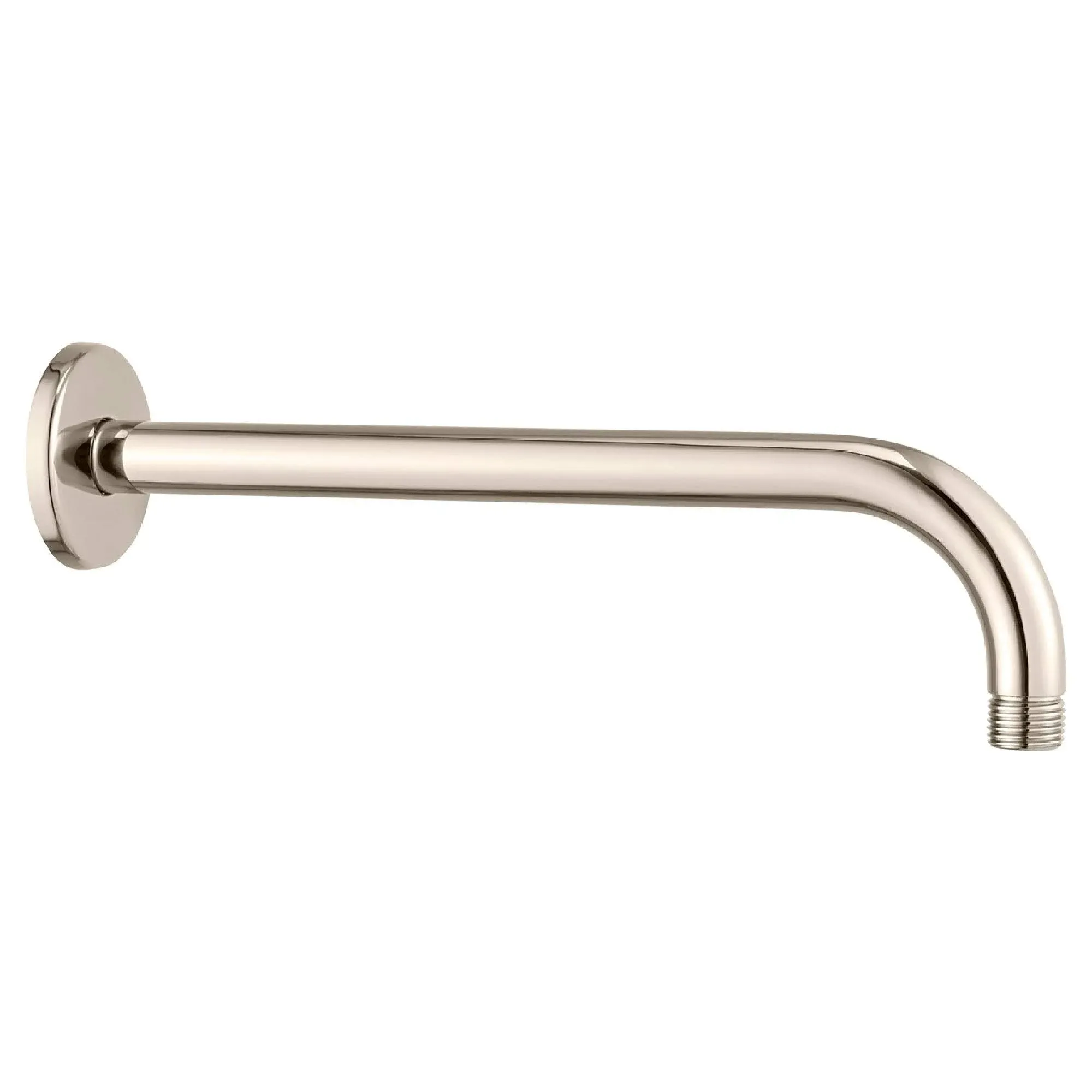 Shower Arm Rain with Escutcheon Polished Nickel 12 Inch 1/2" NPT Brass Right Wall Mount