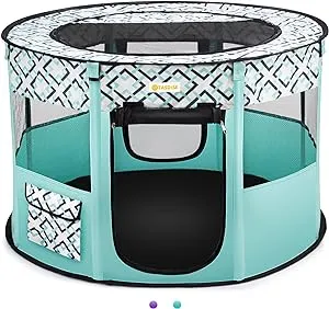 TASDISE Portable Pet Playpen, Foldable Dog Playpen, Exercise Kennel Tent for Puppy, Dog, Cat, Rabbit, Great for Indoor Outdoor Travel Use,Come with Carrying Case