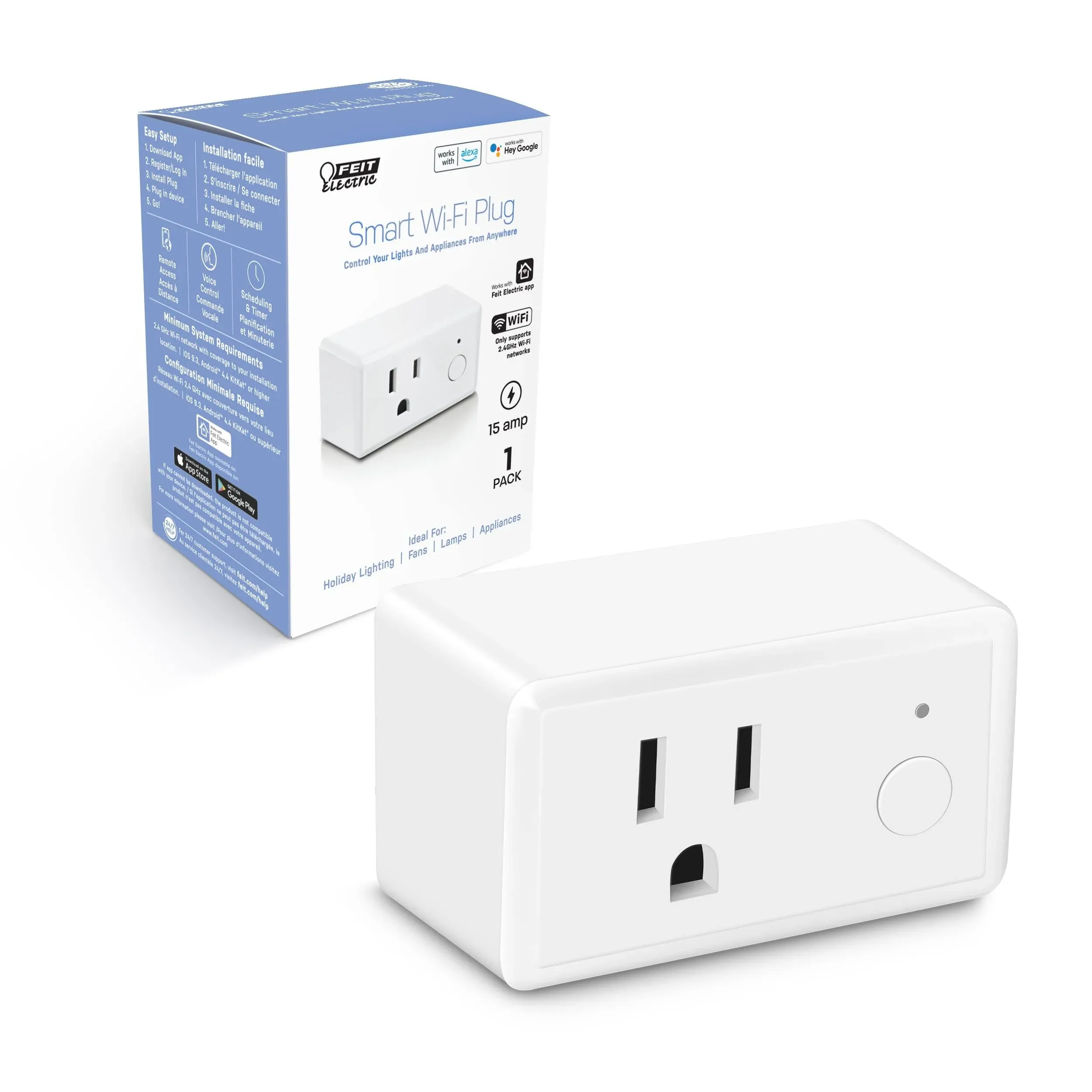 Smart WiFi Plug Work with Alexa and Google Home, Feit App, No Hub Required 