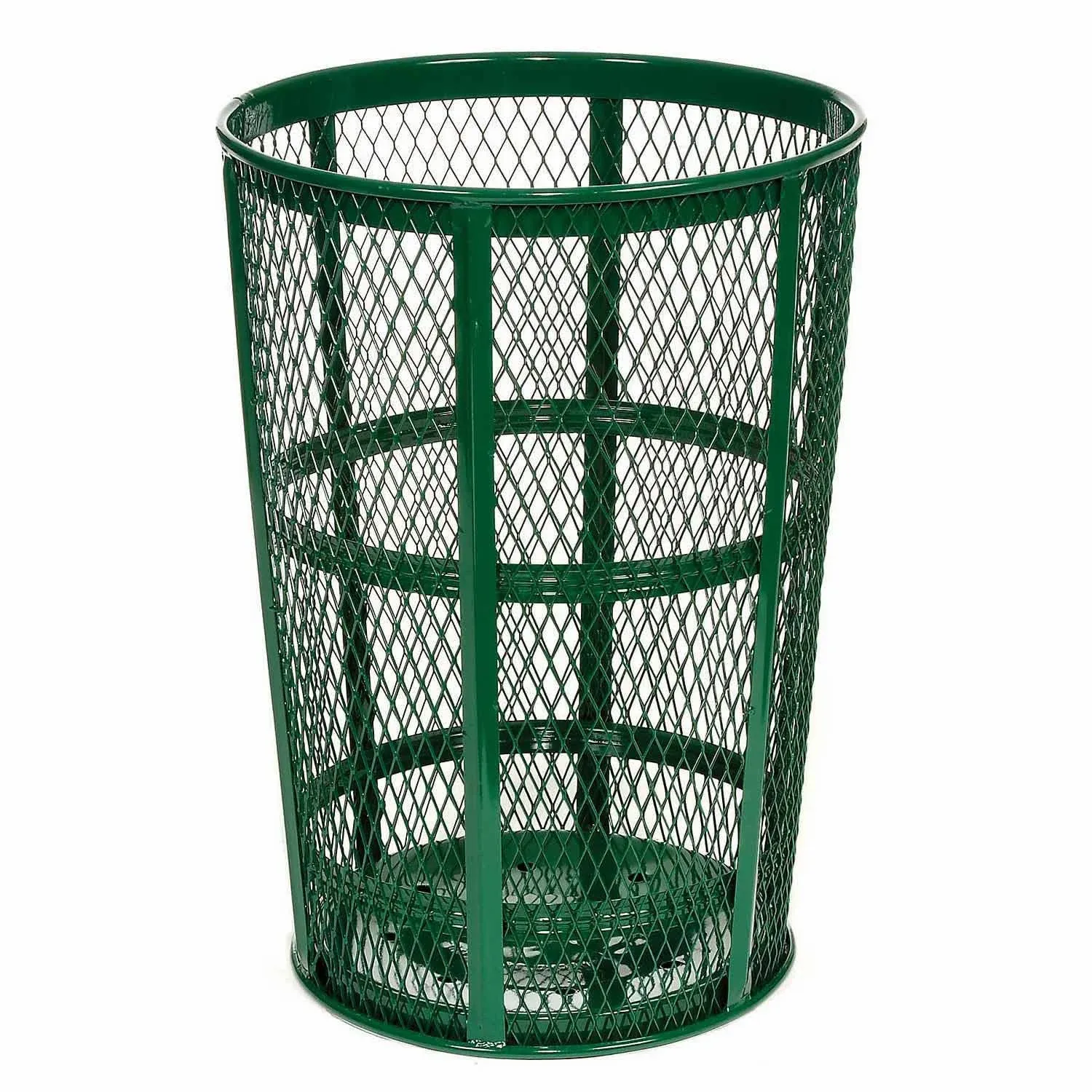 Global Industrial Outdoor Metal Trash Container Green, 48 Gallon