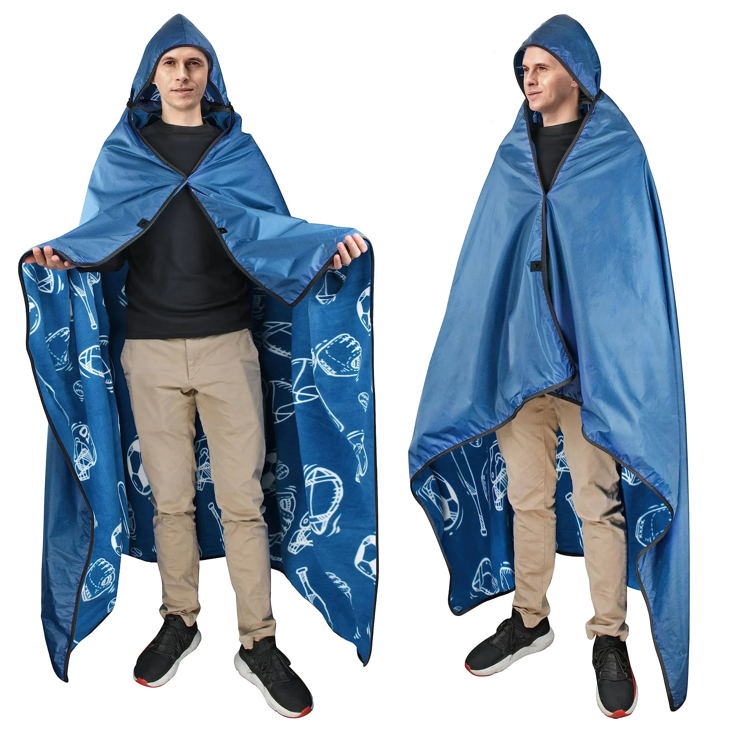 Catalonia Waterproof Blanket for Outdoor, Hooded Blanket Cape, Windproof, Warm for Stadium, Sporting Events, Camping Must-Haves