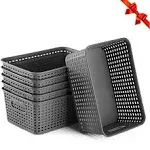 Plastic Storage Baskets Set of 6 Durable Small Pantry Organizer Bins Organizati