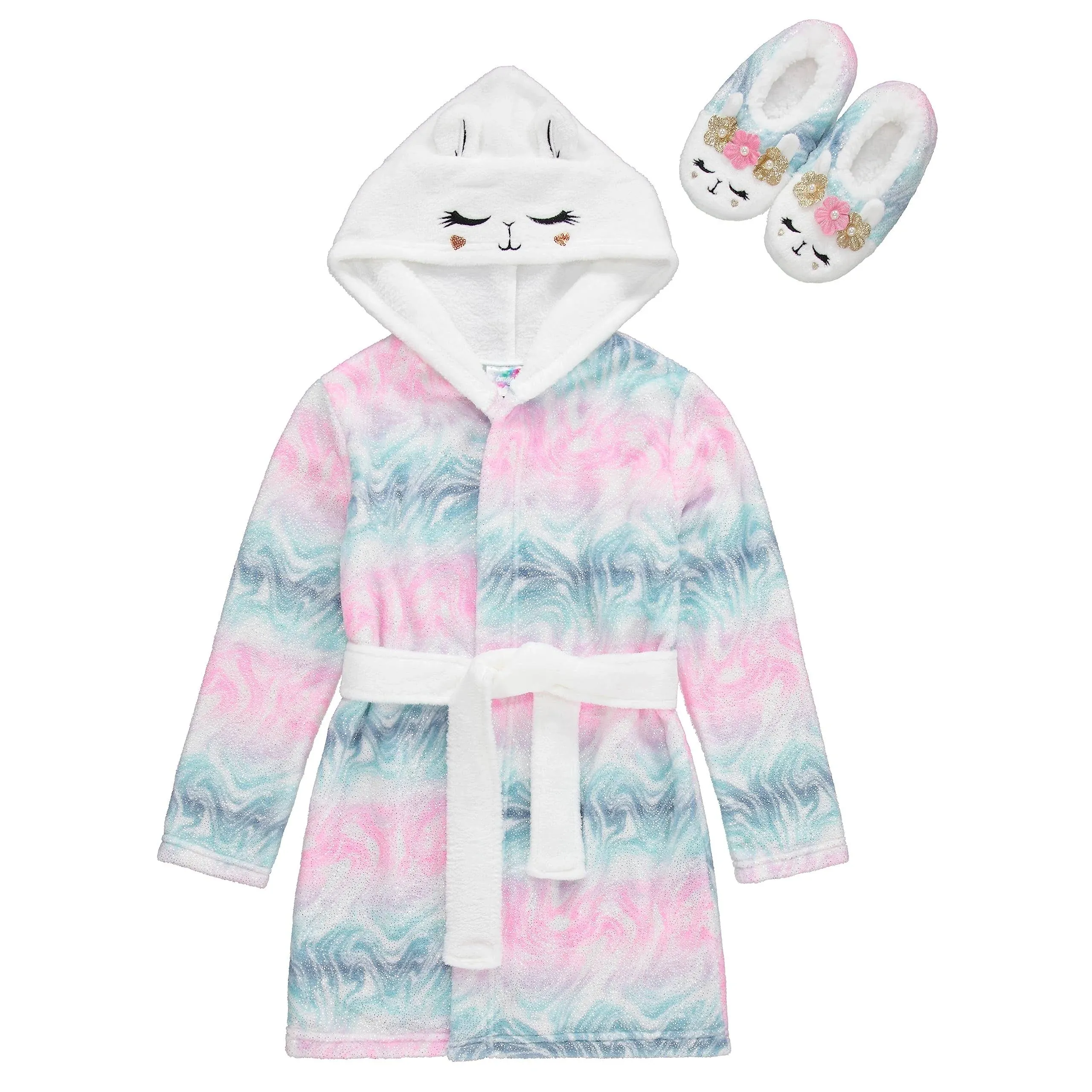 BTween Girls' Unicorn Bathrobe Set - Soft, Cozy, and Fun with Matching Slippers - Perfect for Lounging