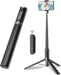 TONEOF 60" Cell Phone Selfie Stick Tripod,Smartphone Tripod Stand All-in-1 with Integrated Wireless Remote,Portable,Lightweight,Extendable Phone Tripod for 4''-7'' iPhone and Android(Black)