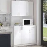 71" Kitchen Pantry Cabinets Storage Hutch with Microwave Stand, White