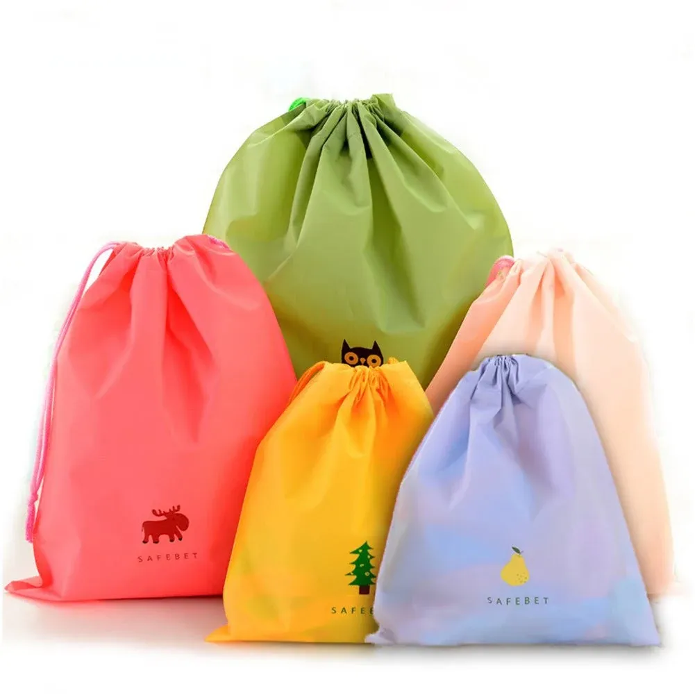 Set of 5 Waterproof Drawstring Bags Sport Home Travel Storage