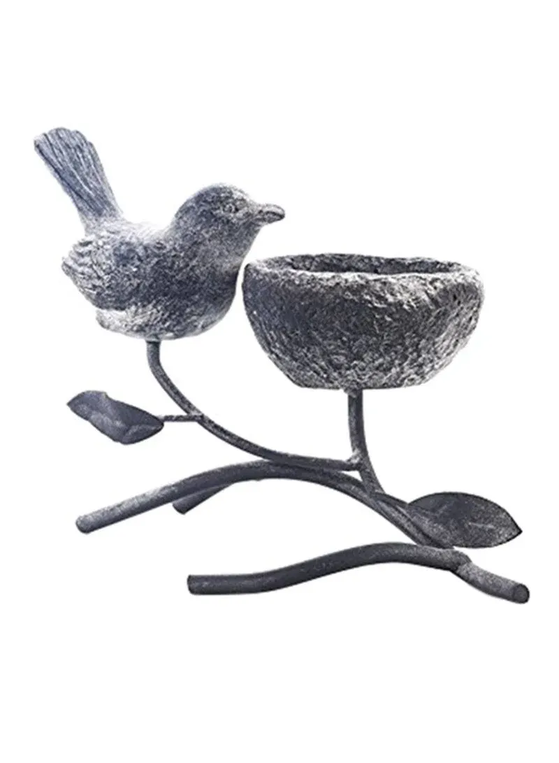 Votive Candle Holders, Vintage Home Decor Centerpiece, Iron Branches, Resin Bird