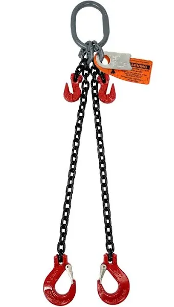 9/32&#034; 5 Foot Grade 80 DOSa Double Leg Lifting Chain Sling - Sling Hook Adjuster