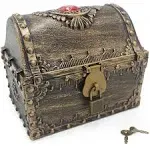 Large Treasure Chest for Kids, Plastic Toy Pirate Chest Decorative - Teacher's Classroom Prize Treasures Collection Storage Box with Lock and Key