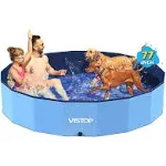 VISTOP Jumbo Foldable Dog Pool, Hard Plastic Shell Portable Swimming Pool for Dogs Cats and Kids Pet Puppy Bathing Tub Collapsible Kiddie Pool