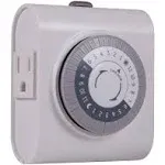 GE 24-Hour Heavy Duty Indoor Plug-in Mechanical Timer, 2 Grounded Outlets