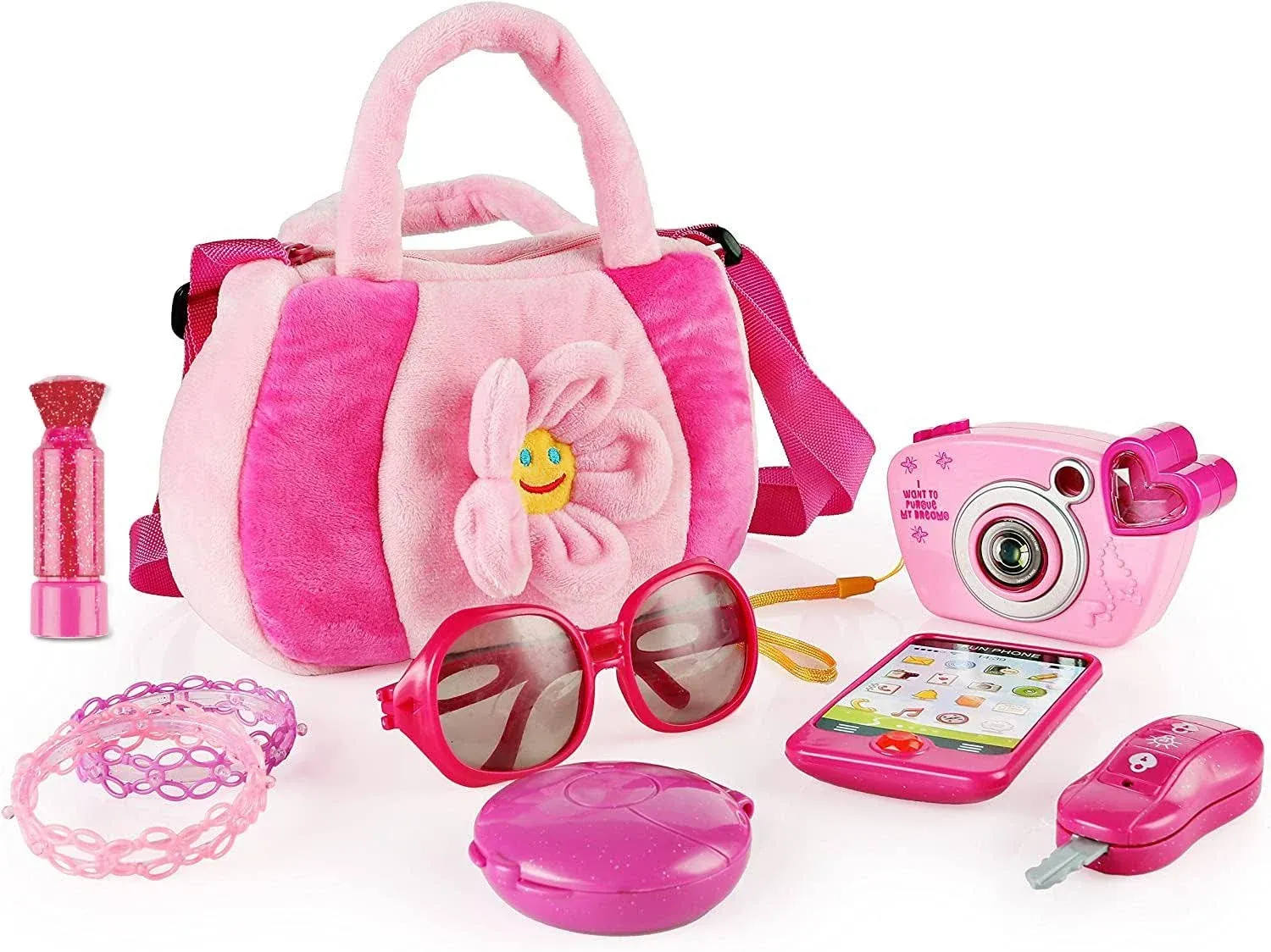 SainSmart Jr. Toddler Purse My First Purse with Pretend Play Set for Princess 9 PCS, Pink