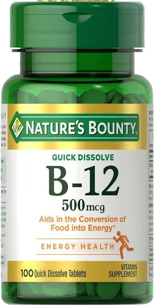 Nature's Bounty, B-12, Natural Cherry, 2,500 mcg, 75 Quick Dissolve Tablets