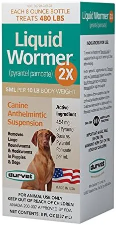 Durvet 2251171 Wormer Double Strength Liquid Dog