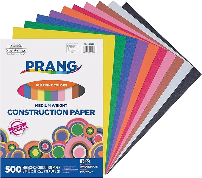 Vibrant Art Heavyweight Construction Paper 76 lb 9 x 12 Assorted Colors 500/Pack