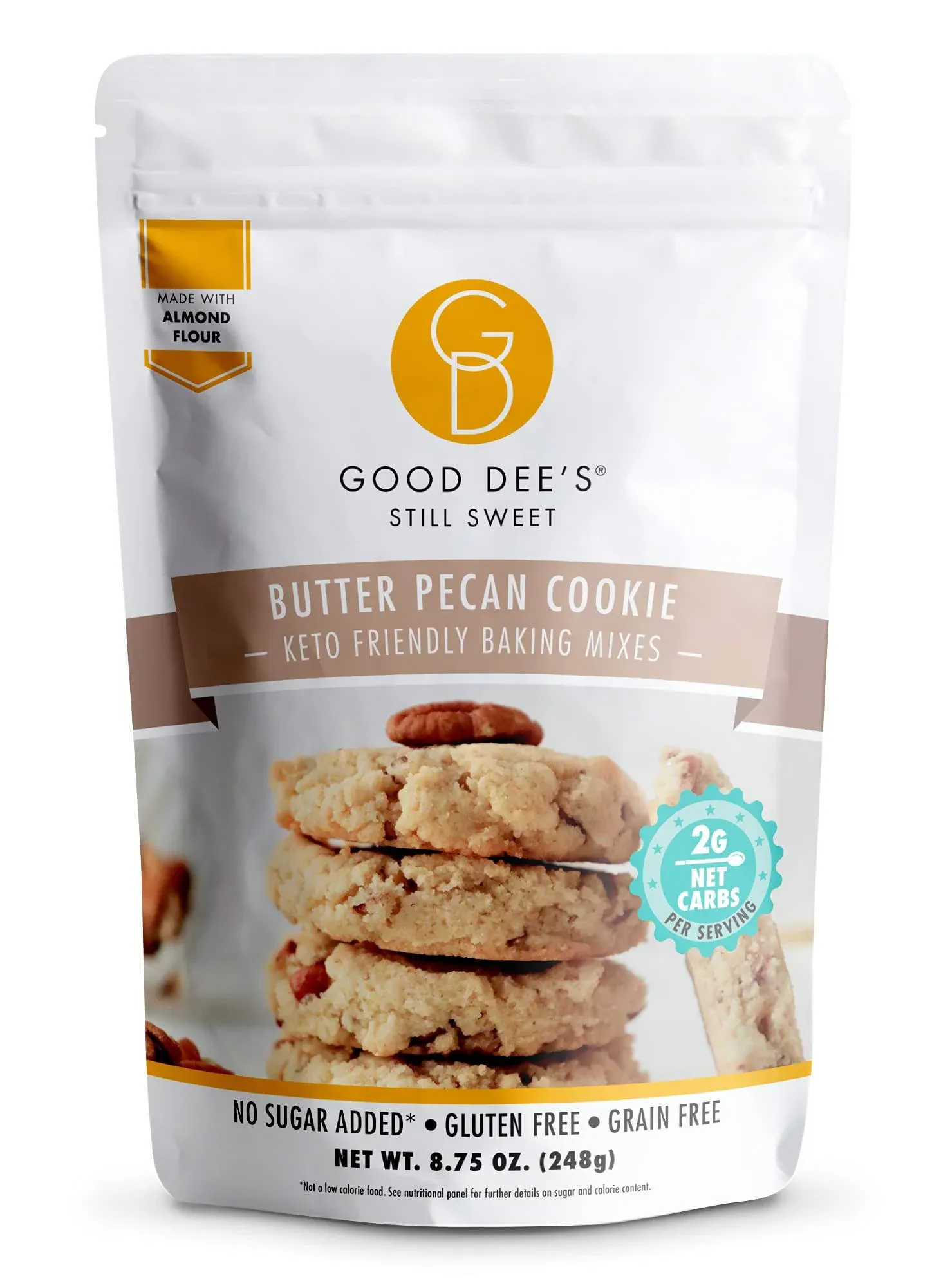 Good Dee’s Butter Pecan Cookie Mix – Low carb, Keto friendly, Sugar Free, Gluten free, Grain Free, Atkins friendly, Diabetic friendly, WW Friendly, 1g net carbs , 12 servings