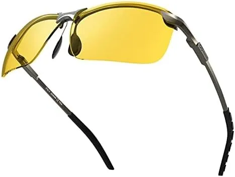 B BLOOMOAK Night Driving Glasses, Polarized Sports Night Vision Glasses - Anti glare, UV 400 Protection, Ultra Light