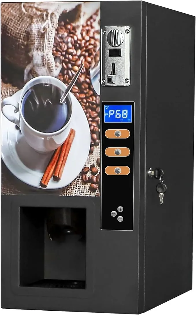 RXFSP Smart Commercial Fully Automatic Table type Self Coin Payment 3 Flavor Instant Hot Coffee Vending Machine Tea Milk