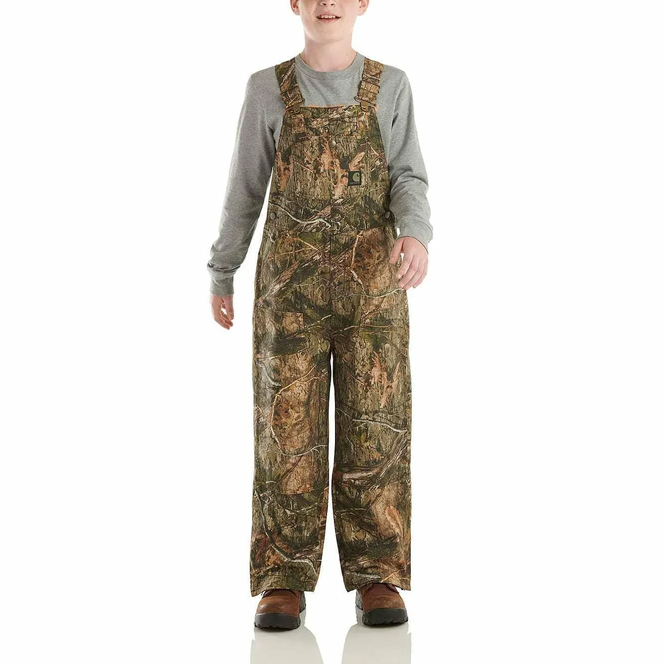 Carhartt Boys' Mossy Oak Bottomland Camo Insulated Loose Fit Bib Canvas Overalls