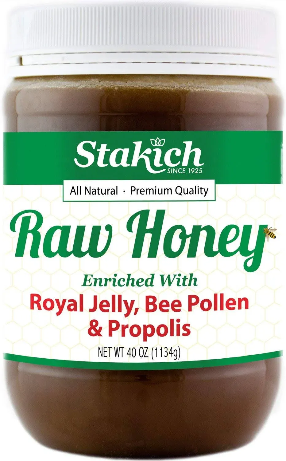 Stakich Raw Honey Royal Jelly Bee Pollen Propolis - 40 oz