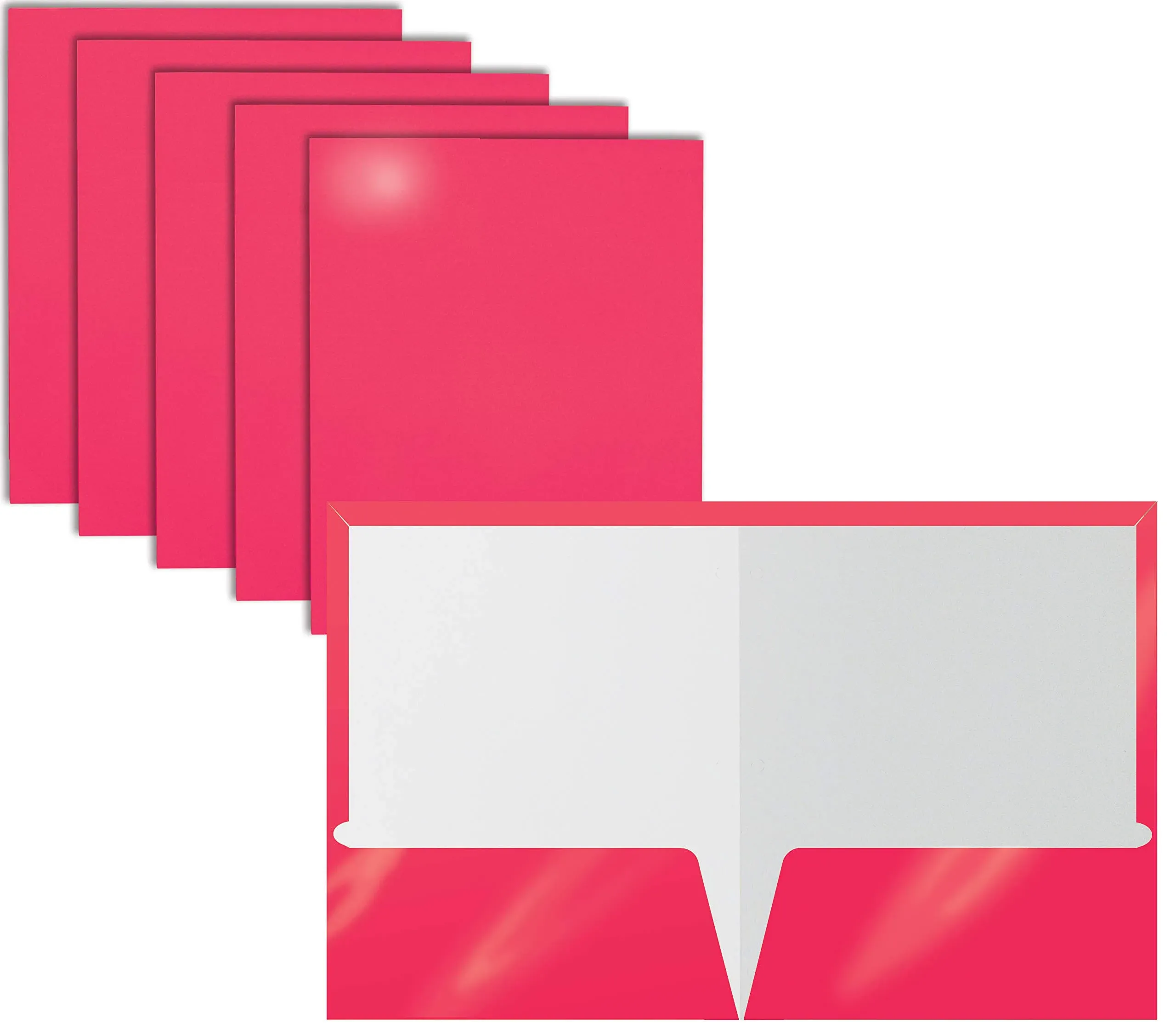 2 Pocket Glossy Laminated Hot Pink Paper Folders, Letter size, 25 Pack, Hot Pink ...