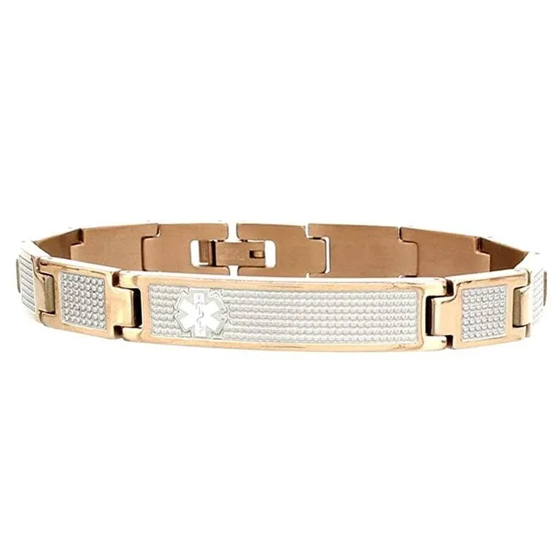 American Medical ID – Lynx Shine Medical ID Alert Bracelet – Rose Gold Tone Over ...