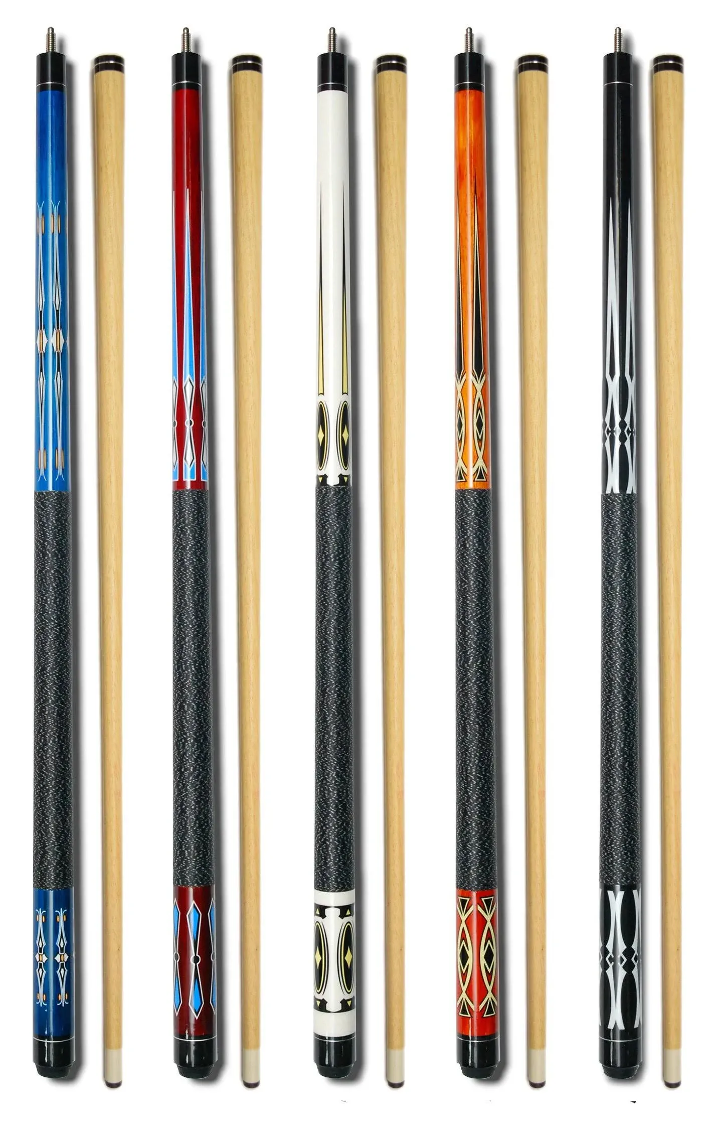 Set of 5 Pool Cues New 58" Billiard House Bar Pool Cue Sticks GJ-1~GJ-5