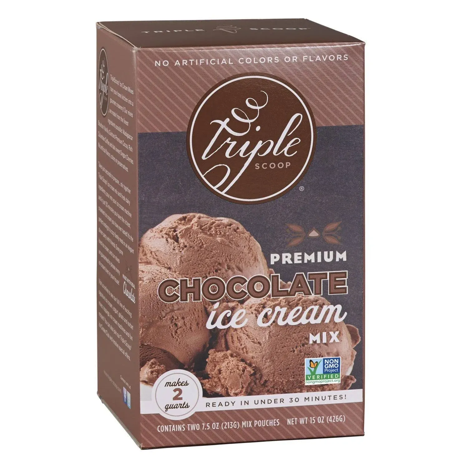 Triple Scoop Ice Cream Mix, Premium Chocolate, Starter for Use with Home Ice Cre