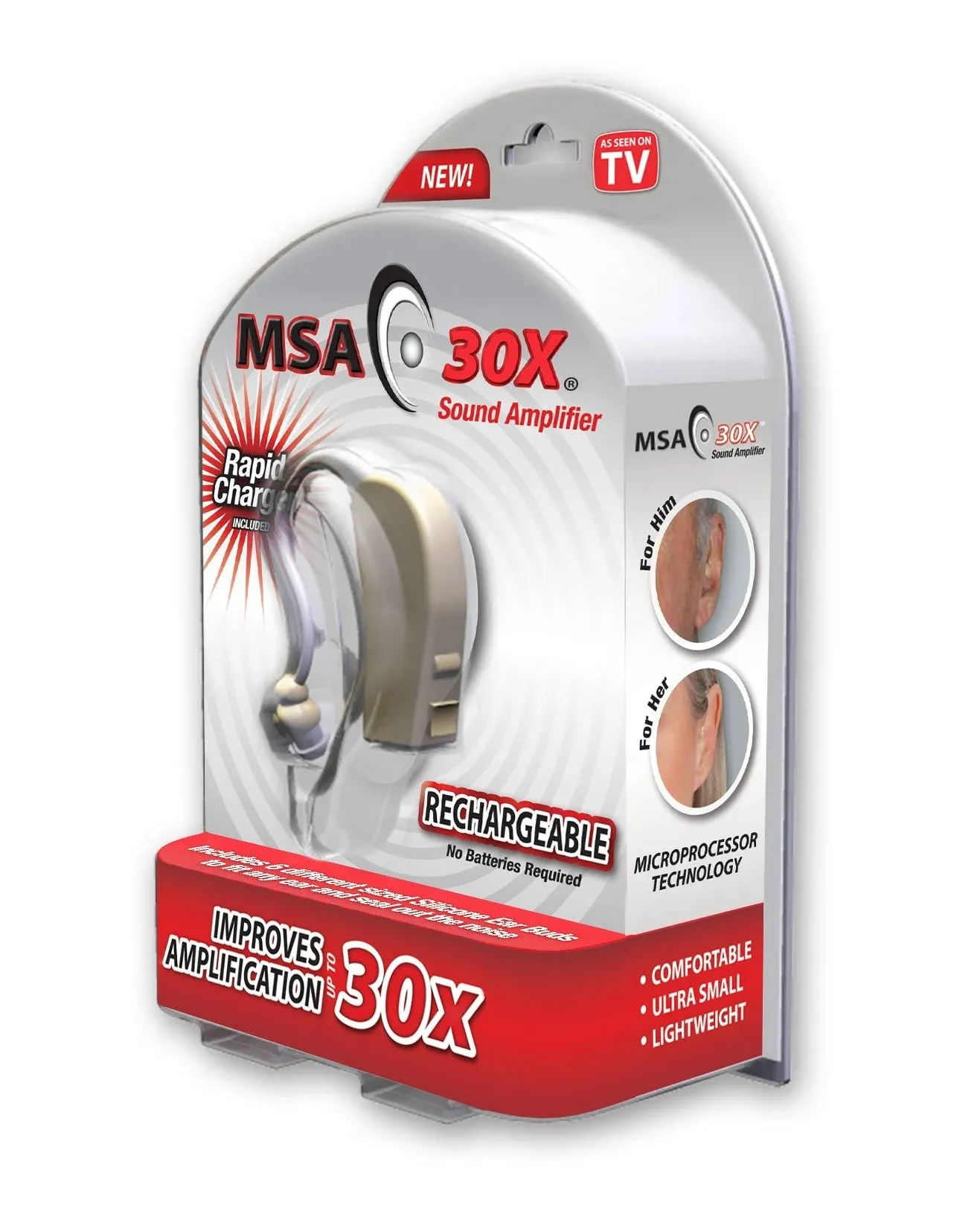 New MSA 30X Sound Amplifier Ear Aid Rapid Rechargeable Hearing Rapid Charger.