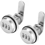 2 Pack Combination Cam Lock Password Coded Lock 3-Digit Security Cabinet Cam Lock 3/4 Inch Cylinder Chrome Finish Drawer File Cabinet Lock for Office Home Mailbox Door Storage Cabinet