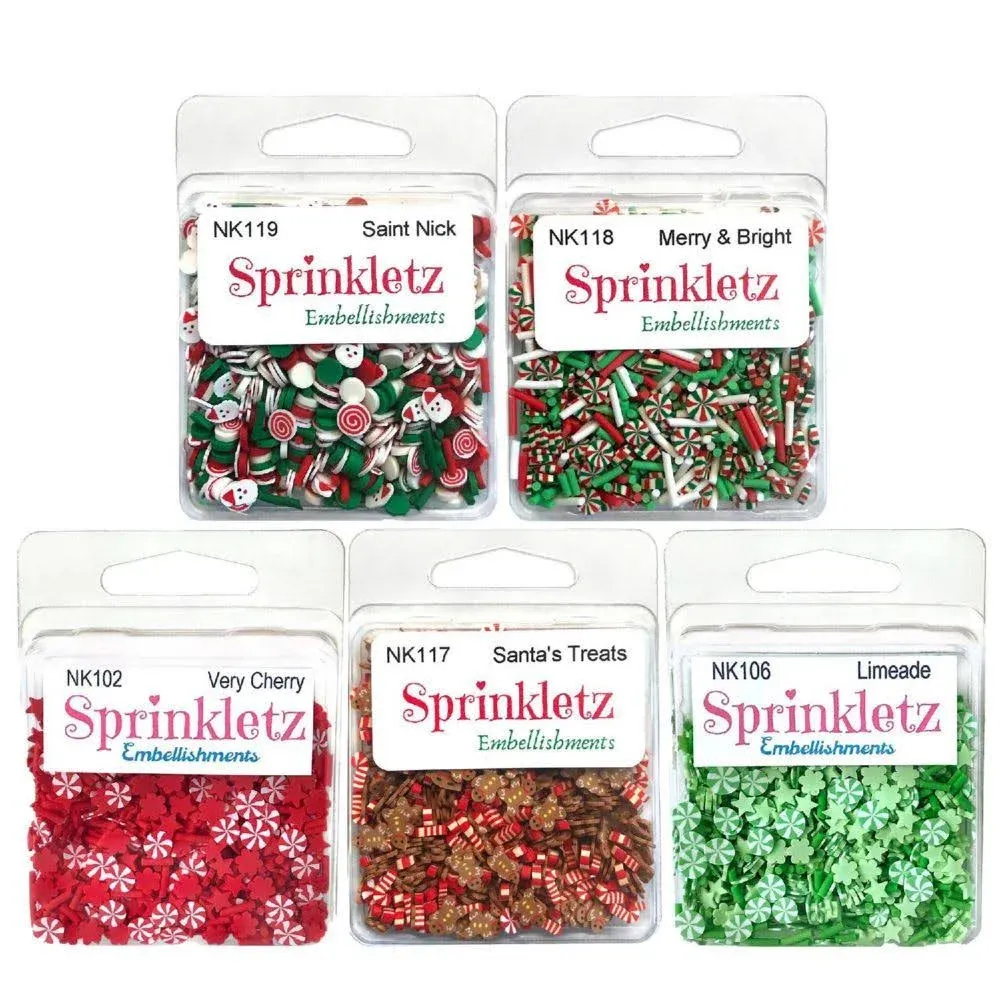 Buttons Galore and More Sprinkletz - Tiny Polymer Clay Embellishments - Christmas Bundle 60 grams