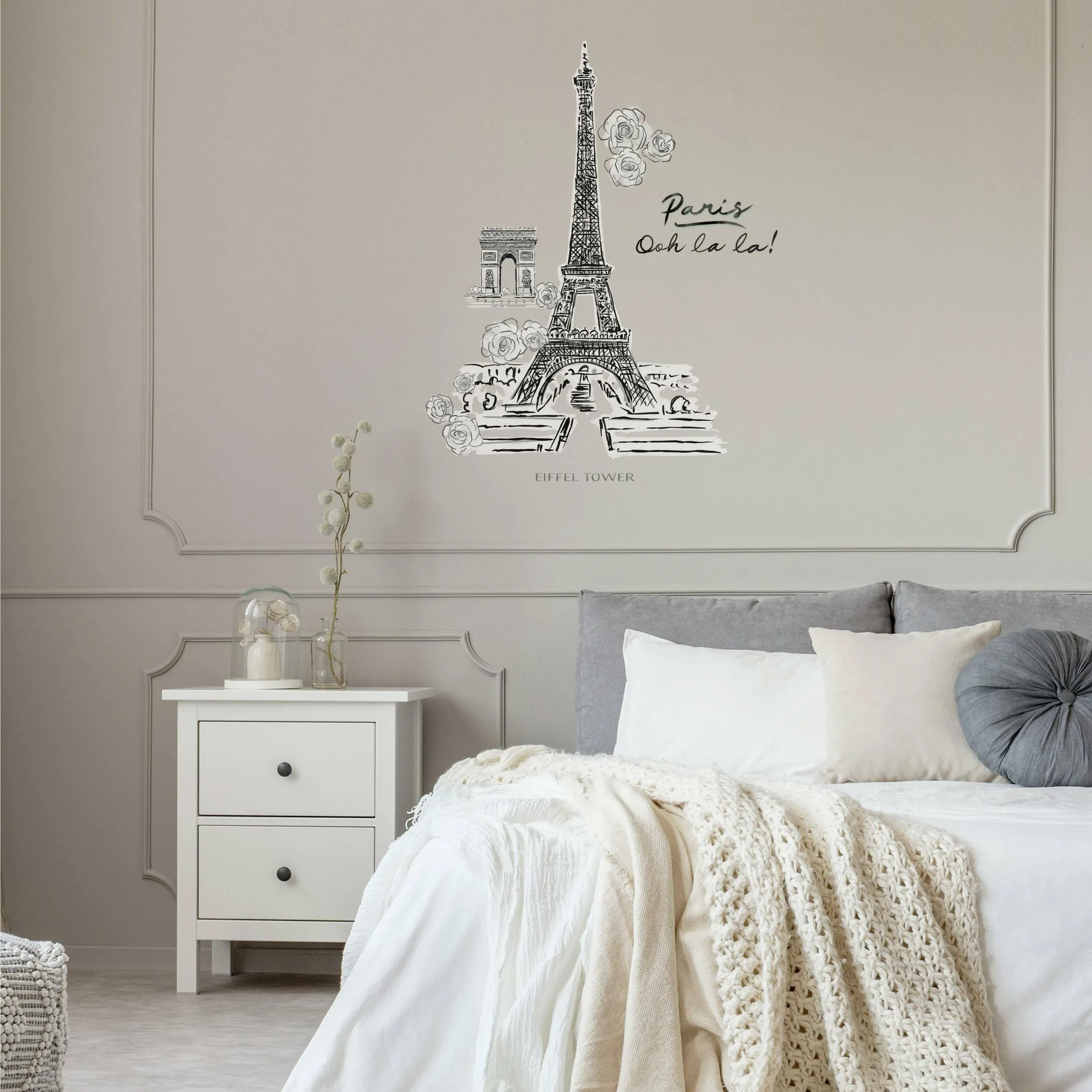 RoomMates Eiffel Tower Sketch Peel and Stick Giant Wall Decals