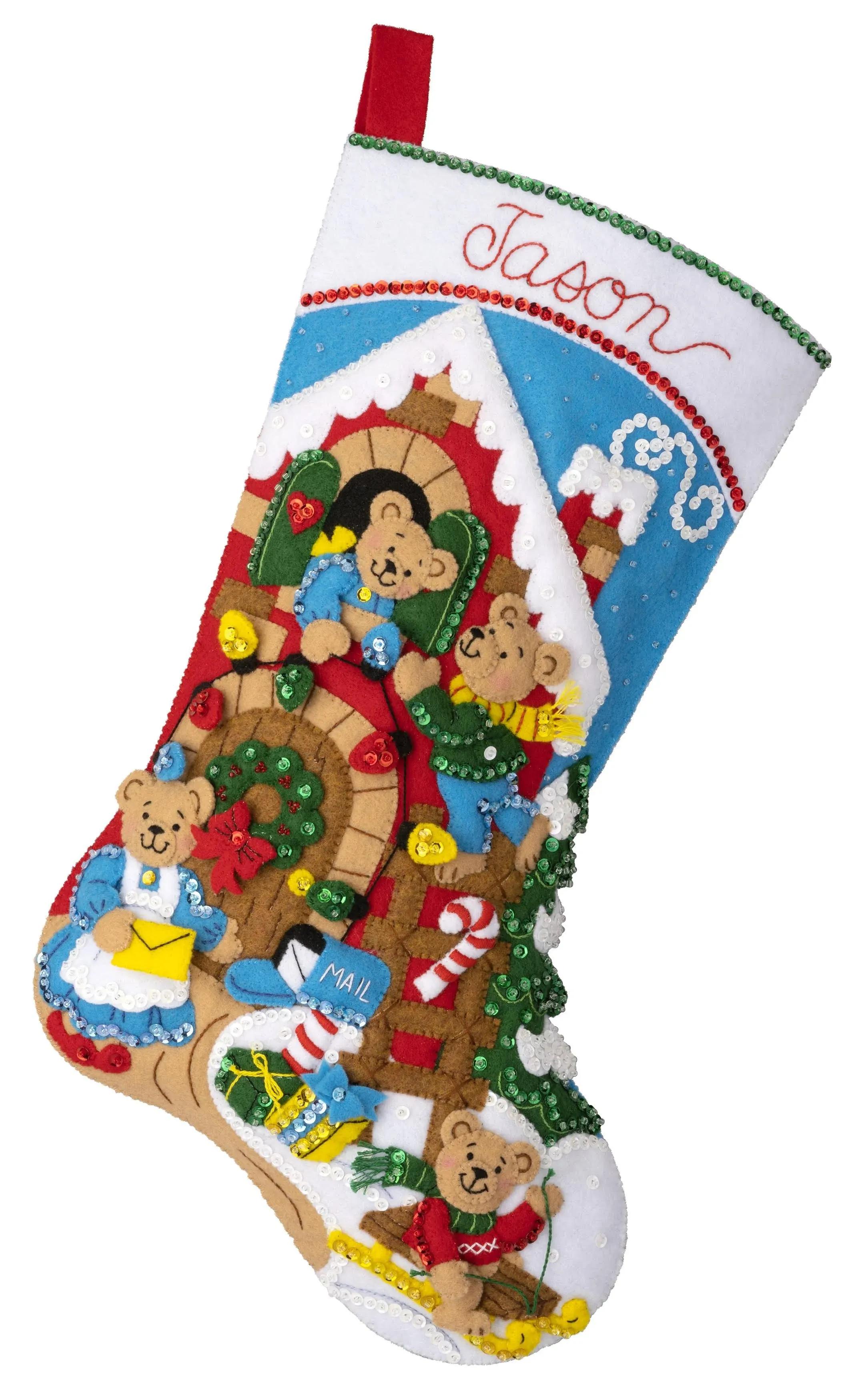 Bucilla Felt Stocking Applique Kit 18" Long-A Bear-y Merry Christmas