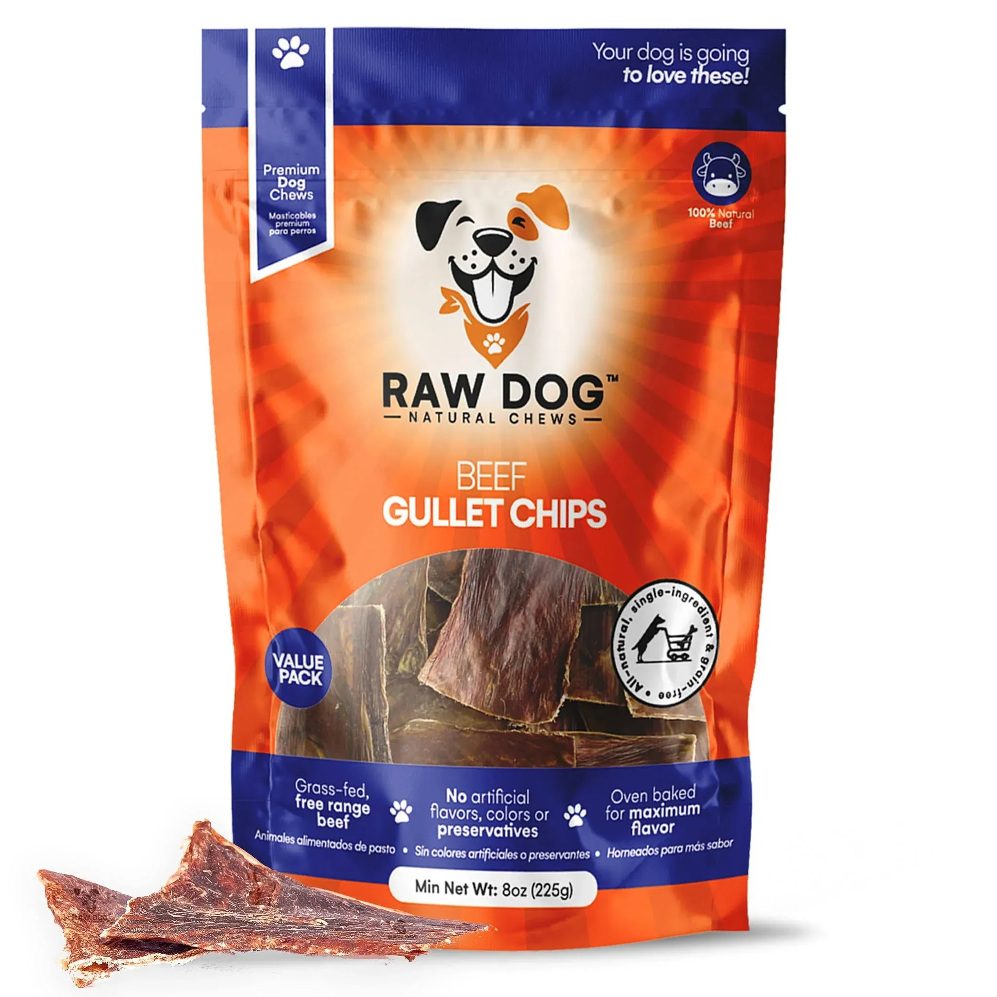 Raw Dog Chews Raw Dog Beef Gullet Chips 8-oz