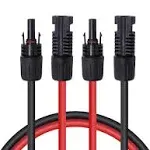 Renogy 20ft 10AWG Solar Panel male and Female Connectors Extension CablesPair 1 Pair Red and Black