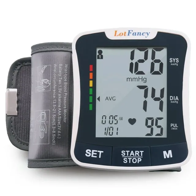 Blood Pressure Monitor Adjustable Wrist Blood Pressure Cuff Digital BP Machine 2x99 Readings Voice Broadcast Blood Pressure Detector with Carrying Case Portable for Home Use