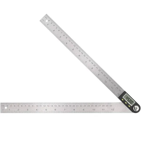 Neoteck 12 inch/30cm Stainless Steel Digital Angle Finder Protractor Ruler with Data Holding Function for Woodworking Construction Repairing