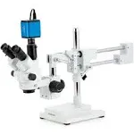 AmScope - SM-4NTP 7X-45X Simul-Focal Stereo Lockable Zoom Microscope on Dual Arm Boom Stand